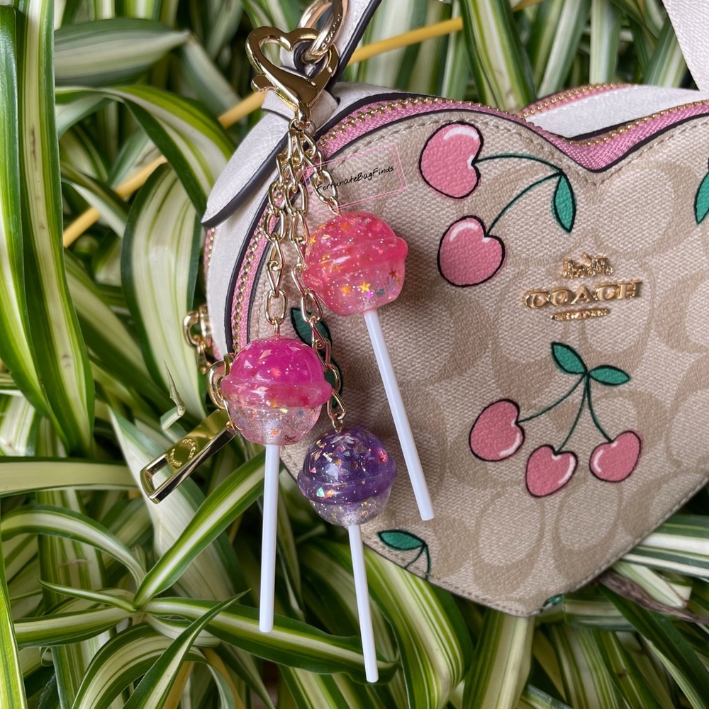 Cosmic Candy Cluster Glitter Star Iridescent Pink Purple Lollipop Y2K Bag Charm